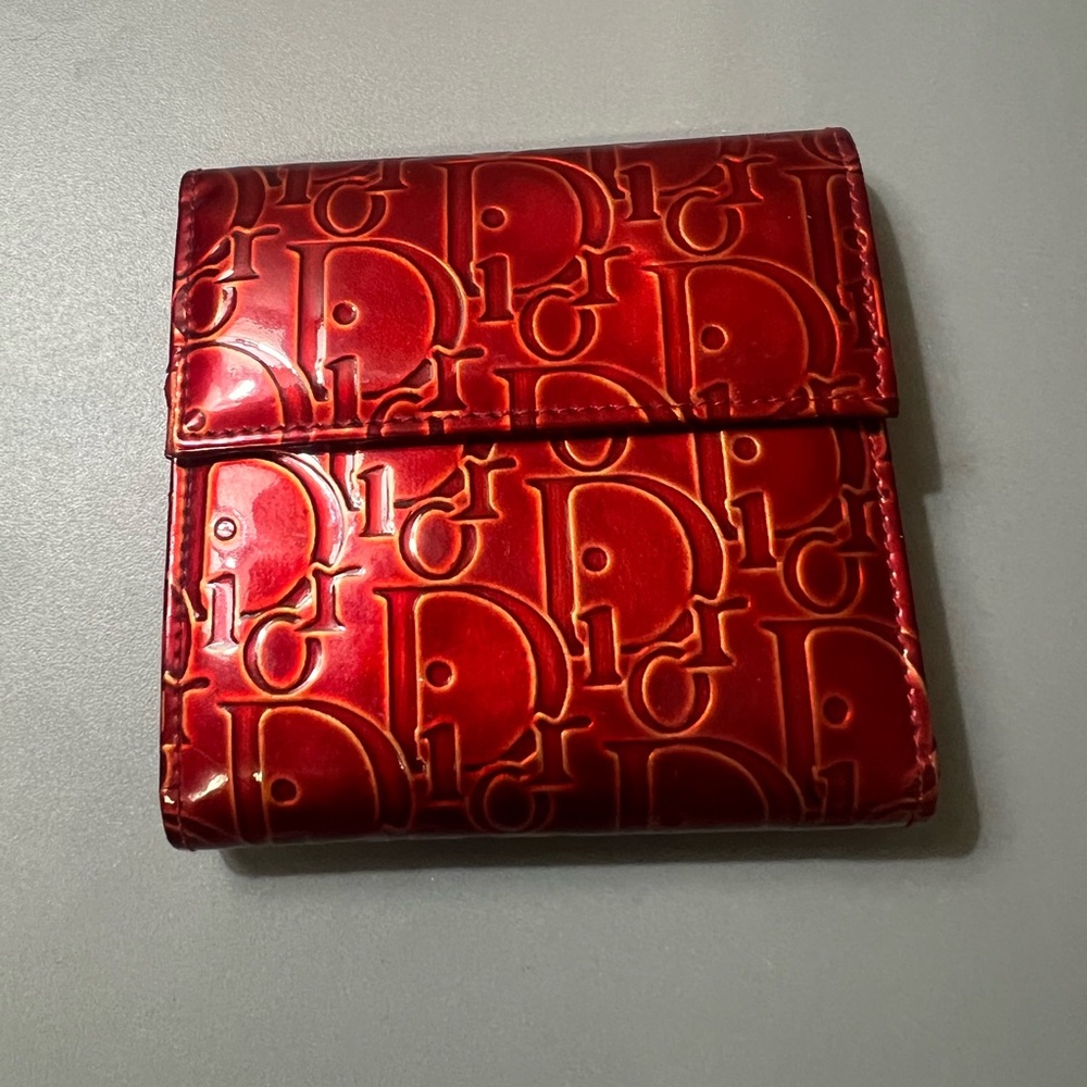 Dior Red Embossed Wallet